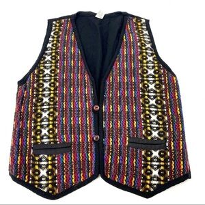 Tejidos Ali Maqui wool embroidered bright colored vest XL